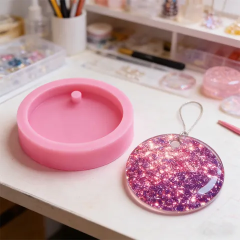 Round Silicone Mold For DIY Epoxy Resin Keychain Hanging Tag Plaster Crafting Food Grade Silicone Baking Cake Fondant Mold