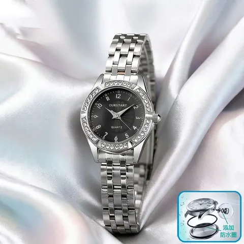 Reloj de Cuarzo para Mujer de Moda Bisel de Diamantes de Imitación Esfera Pequeña Pulsera de Aleación Analógico Impermeable Mujer