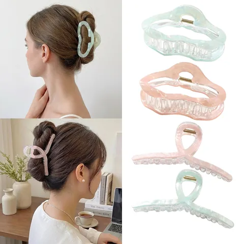 Französische Irisierende Meerjungfrau Künstliche Perle Haarklammer Große Acetat Wolke Wellenform Haarstyling Zubehör Für Damen Haar