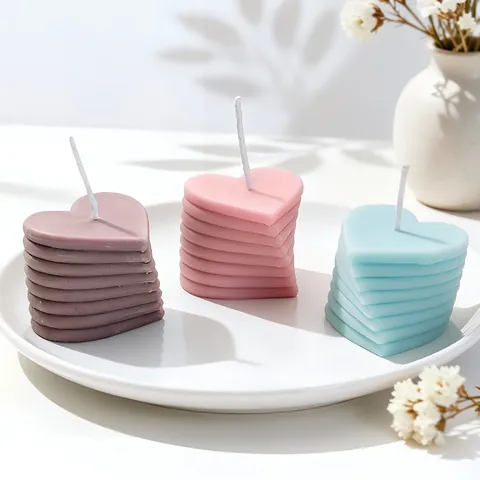 Stampo in Silicone per Candele a Forma di Cuore Impilato Rotante per Creazione Candele Fai da Te Stile Coreano Stampo per Decorazione Torte
