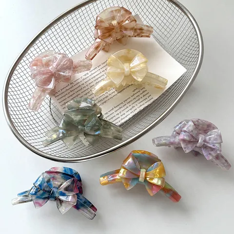 French Style Acetate Hair Claw Clip Triomphe Design Hair Catch Barrette Stylish Leopard White Pink Hair Accessory For Women