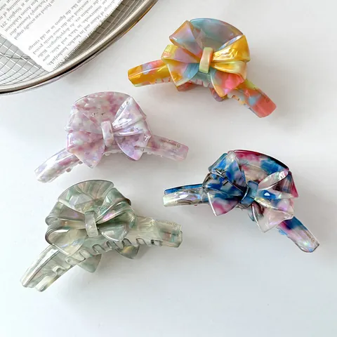 French Style Acetate Hair Claw Clip Triomphe Design Hair Catch Barrette Stylish Leopard White Pink Hair Accessory For Women