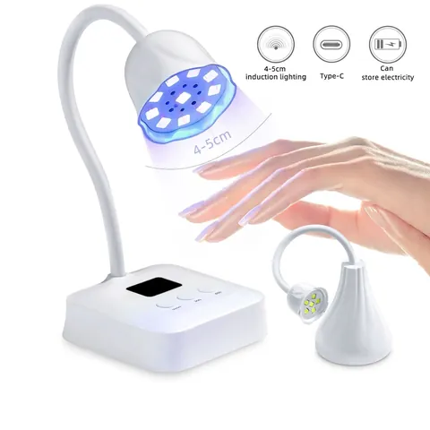 UV LED Nagellamp Lotusbloem Ontwerp Flexibele Zwanenhals Slimme Sensor Draagbaar USB Oplaadbaar Manicure Tool
