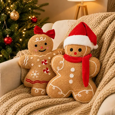 Cuscino Peluche Omino Di Pan Di Zenzero Natale In Pile Sherpa Morbido Giocattolo Di Pezza Cuscino Decorativo Per Casa Festa Regalo