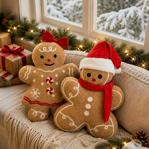 Cuscino Peluche Omino Di Pan Di Zenzero Natale In Pile Sherpa Morbido Giocattolo Di Pezza Cuscino Decorativo Per Casa Festa Regalo