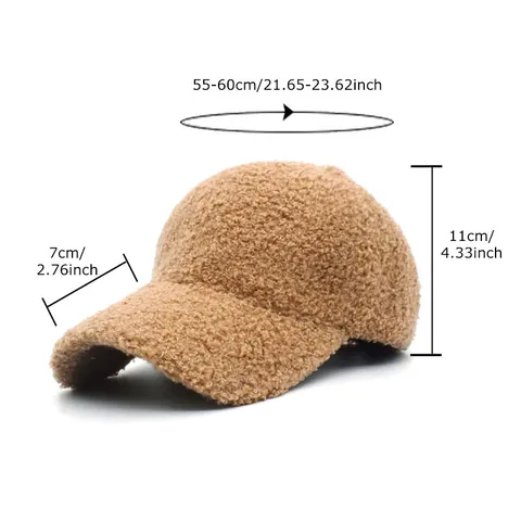 Baseballkappe Aus Lammwolle Warm Winter Teddy Fleece Einfarbig Verstellbare Snapback Mütze Für Damen Und Herren