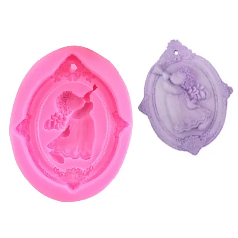 Baroque Angel Relief Silicone Mold For DIY Aromatherapy Gypsum Soap Candle Fondant Decoration Pink Silicone Craft Mold