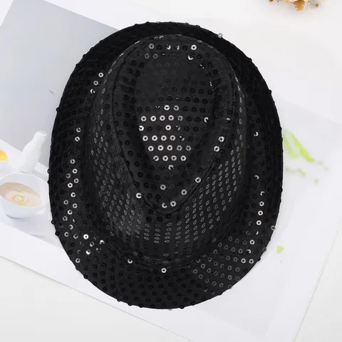 Sequin Fedora Hat Sparkle Jazz Performance Magic Cap Glitter Stage Party Costume Adults Kids Polyester