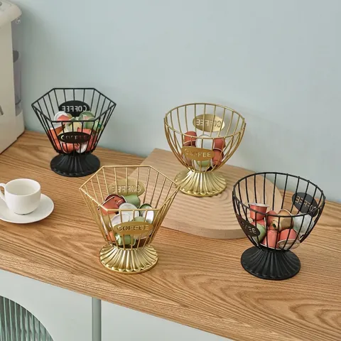 Porta Capsule Caffè Cesto Portaoggetti In Filo Di Ferro Per Scrivania Organizzatore Bar Caffè Lusso Nordico Forma Di Tazza Metallo
