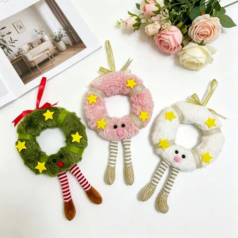 Ciondolo Ghirlanda Di Natale Peluche Finta Pelliccia Morbida Ornamento Da Appendere Decorazione Albero Di Natale Bambola Elfo