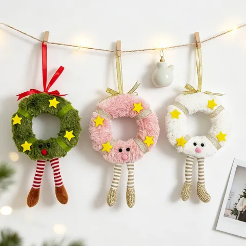 Ciondolo Ghirlanda Di Natale Peluche Finta Pelliccia Morbida Ornamento Da Appendere Decorazione Albero Di Natale Bambola Elfo
