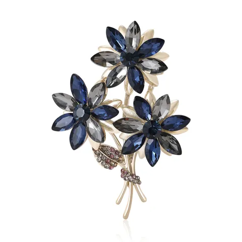 Eleganter Legierung Strass Blumenstrauß Brosche Für Damen Vintage Blumen Anstecknadel Schmuck Für Hochzeit Party Kleid Dekoration
