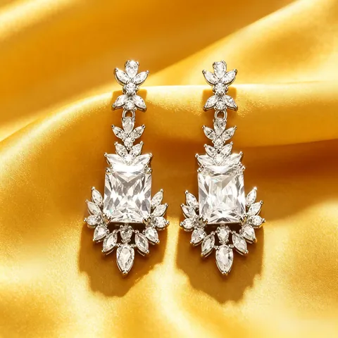 Elegant Copper Paraiba Style Water Drop Earrings With 925 Sterling Silver Earring Post Zirconia Inlaid Luxurious Drop Earrings For Women Jewelry Gift