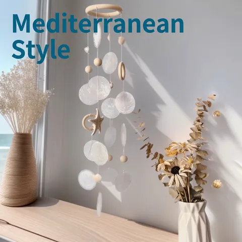 Natuurlijke Schelp Zeester Windgong Handgemaakt Houten Mediterrane Oceaan Stijl Hangende Decoratie Voor Raam Muur