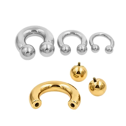 316L Stainless Steel Horseshoe Circular Barbell Nose Ring Large Gauge Ear Piercing Nipple Ring Gold Silver Unisex Jewelry