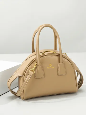 Dames Minimalistische PU Leer Handtas Grote Capaciteit Effen Kleur Bowling Tas Met Afneembare Schouderband Dagelijks