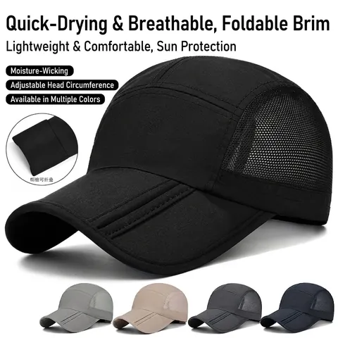 Opvouwbare Mesh Baseballpet Sneldrogend Ademend Zonnehoed Verstelbaar Lichtgewicht Outdoor Sport Hardlooppet Voor Heren Dames
