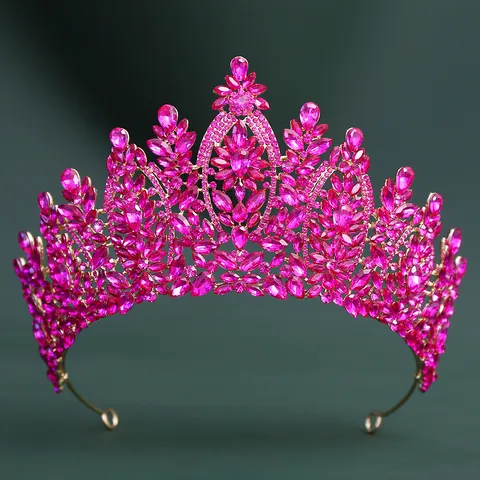 Luxuriöse Legierung Strass Brautkrone Vintage Barock Diadem Blumen Blatt Design Hochzeit Schönheitswettbewerb Damen Schmuck