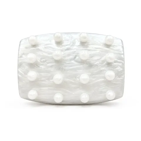 Abendclutch Aus Acryl Mit Perlmutt Textur Künstliche Perlen Box Handtasche Mit Goldener Kette Damen Elegant Für Party Hochzeit