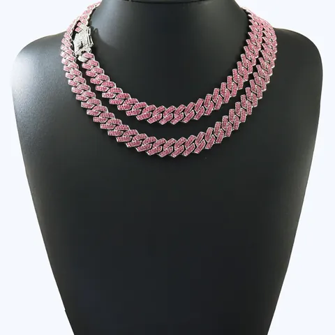 Iced Out Hip Hop Cuban Link Chain Necklace Bracelet Alloy Rhinestone Jewelry For Men Women Trendy Nightclub Accessories