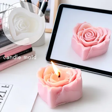 Roos Hartvorm Siliconen Vorm 3D Bloem Ontwerp DIY Geurkaars Gips Zeep Cake Decoratie Vorm Voor Handgemaakte Ambachten