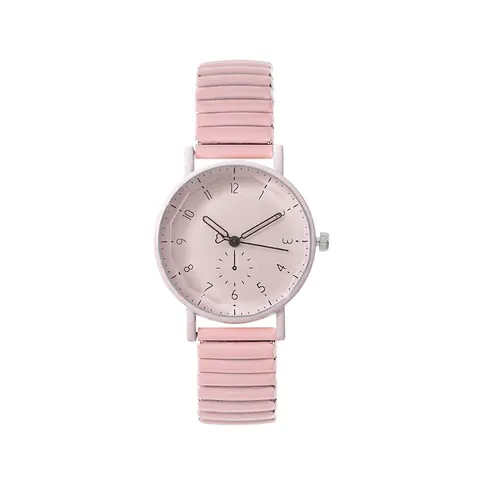 Montre à Quartz Femme Minimaliste Boîtier Alliage Zinc Bracelet Métal Élastique Chiffres Arabes Aiguille Cœur Montre-Bracelet Dame