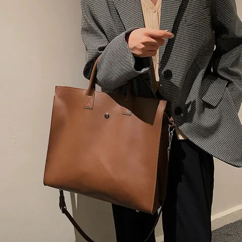 Bolso Tote de Cuero PU de Gran Capacidad para Mujer Bolso de Mano para Computadora Vintage Occidental Con Correa Ajustable