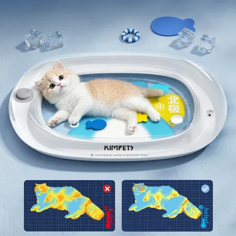 Pet Cooling Water Bed Inflatable PVC Mat With Floating Fish Toys Sensory Play Pad For Cats And Dogs Summer Waterproof