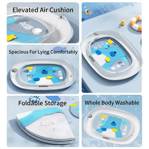 Lit à Eau Rafraîchissant Gonflable pour Animaux en PVC Épais Tapis d'Été pour Chats et Chiens Avec Jouets Flottants Support de Cou Pliable Grande Taille