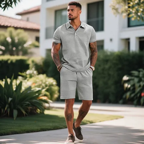 Pantaloncini Casual Uomo Trama A Nido D'Ape Coulisse Vita Elastica Vestibilità Larga Estate Spiaggia Per Uomini