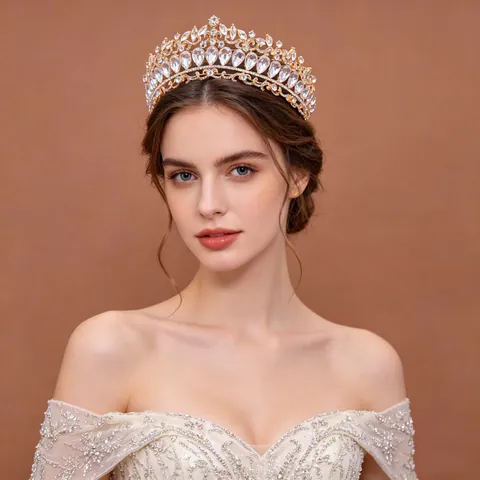 Vintage Legierung Strass Braut Krone Luxus Kristall Wassertropfen Königin Tiara Für Hochzeit Bankett Party Damen Haarschmuck