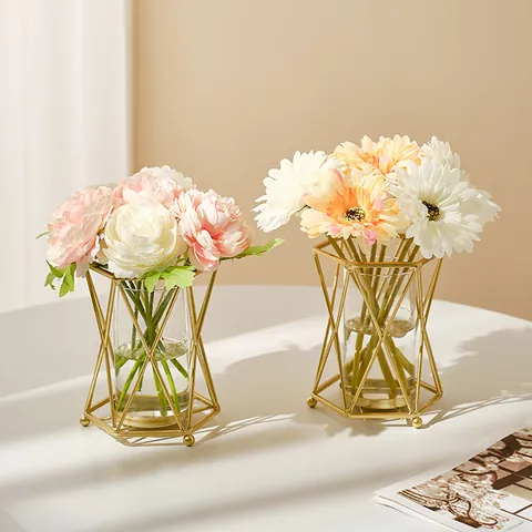 Artificial Satin Flowers Single Stem Rose Peony Gerbera Daisy For Wedding Home Decor Floral Arrangement Elegant Fake Bloom