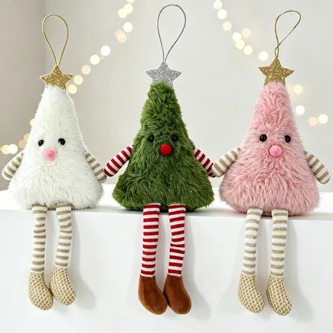 Colgante Muñeco Árbol De Navidad Peluche Piernas Largas Rayadas Estrella Lentejuelas Decoración De Fiesta Para El Hogar