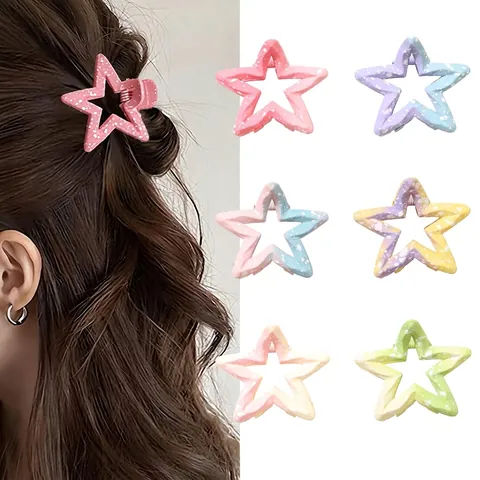 Stervorm PS Plastic Haarklem Gradiënt Macaron Mat Spat Patroon Decoratieve Haar Accessoire Voor Vrouwen Styling Tool