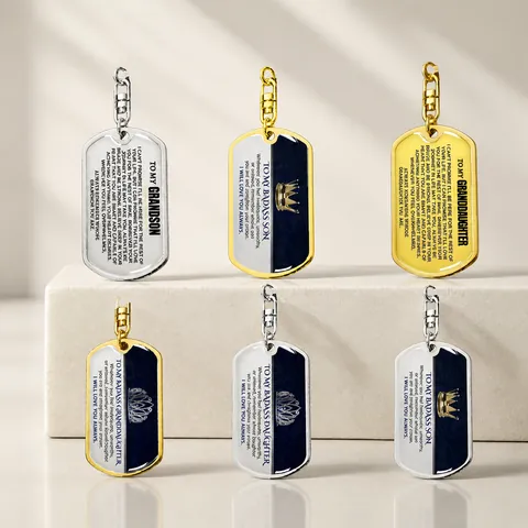 Portachiavi Dog Tag In Acciaio Inossidabile Con Citazioni Ispiratrici Incise Ciondolo Corona Per Figlio Figlia Nipote