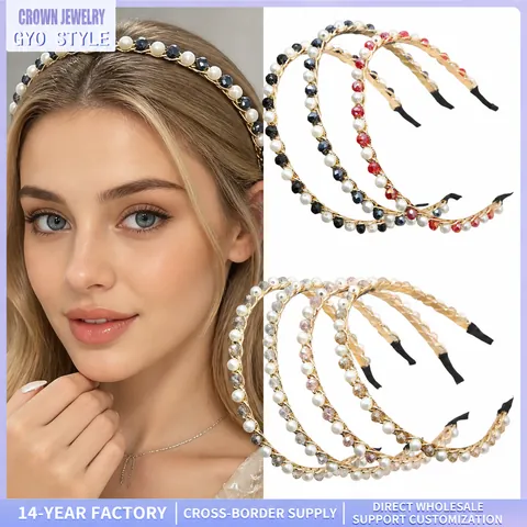 Elegante Cerchietto a Catena Oro Con Perle Artificiali e Strass Vintage Fascia per Capelli con Perline Donna Accessori Lusso