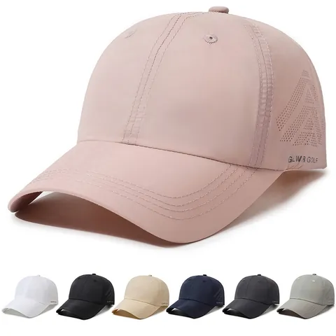 Schnelltrocknende Baseballkappe Atmungsaktive Lasergeschnittene Golfmütze Verstellbarer Sonnenschutz Sport Für Herren Damen
