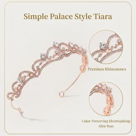 Barock Strass Hochzeit Krone Braut Tiara Elegante Legierung Wellenmuster Kopfschmuck Für Geburtstag Party Damen Schmuck Zubehör