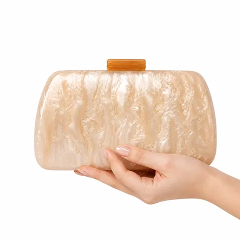 Elegant Acrylic Evening Bag Marble Texture Clutch Handbag With Metal Chain For Women Wedding Party Banquet Chic Box