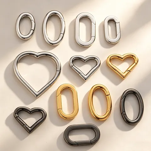 Cierre de Resorte de Acero Inoxidable 316L Pulido Forma de Corazón Ovalado en U Conector para Joyería DIY Bolsa Llavero