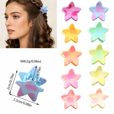 2.5cm Mini Mollette per Capelli a Stella Colore Macaron Polistirolo Motivo Marmorizzato Clip per Frangia Donna Ragazze Accessori
