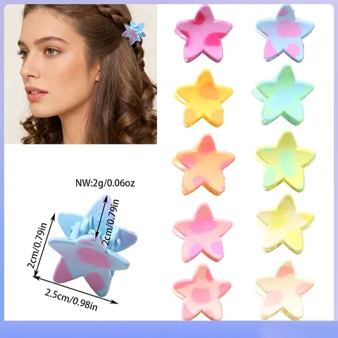 2.5cm Mini Mollette per Capelli a Stella Colore Macaron Polistirolo Motivo Marmorizzato Clip per Frangia Donna Ragazze Accessori