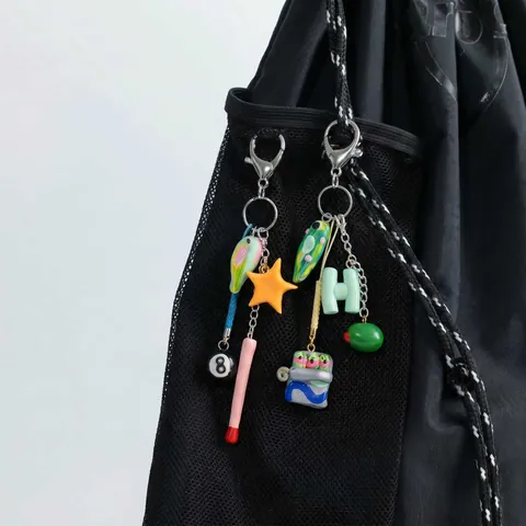 Ciondolo per Borsa Creativo Palla da Biliardo Stella Uccello Lega Personalizzata Placcato Oro 14k Cuore Animale Pesce Portachiavi Donna