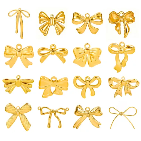Bow Pendant 304 Stainless Steel DIY Jewelry Accessory Minimalist Fashion For Necklace Making Craft