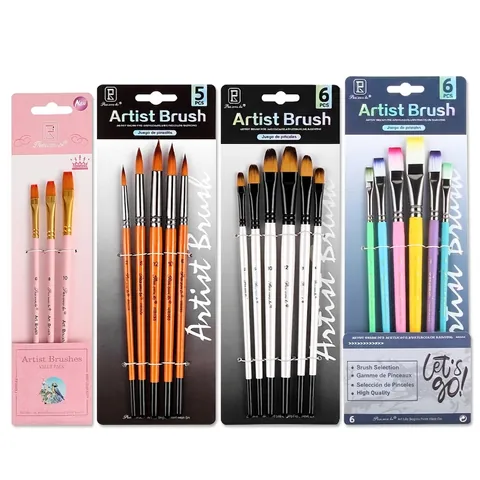 Artist Paint Brushes Nylon Synthetic Hair Wood Plastic Handle Watercolor Acrylic Oil Painting Multifunctional Tool