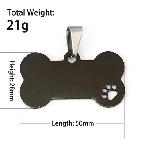 Stainless Steel Bone Shape Pet ID Tag With Hollow Paw Print Pattern Polished Blank Pendant For Dogs Cats Jewelry Tag