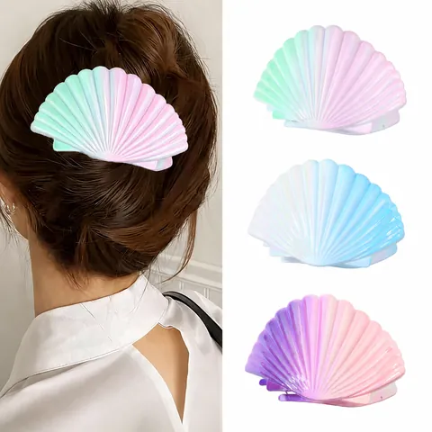 Große Muschel Haarkralle Perlmutt Farbverlauf Sommer Strand Ozean Stil Styling Zubehör Für Frauen Elegante Haarklammer