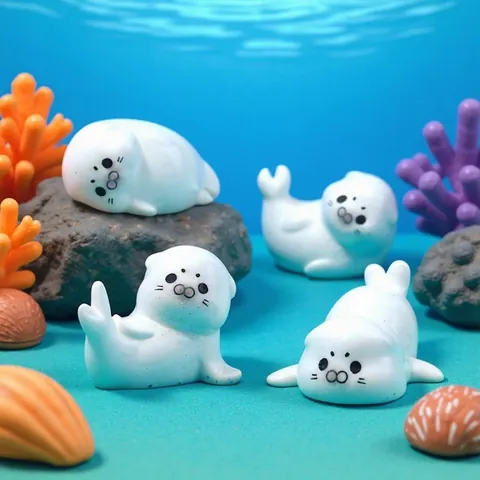 Mini Figurine Di Leone Marino Foca Resina Animali Cartoni Animati Decorazione Acquario Micro Paesaggio Ornamento Scrivania