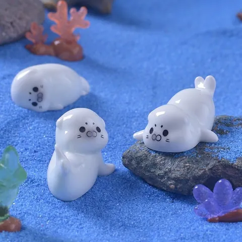 Mini Figurine Di Leone Marino Foca Resina Animali Cartoni Animati Decorazione Acquario Micro Paesaggio Ornamento Scrivania