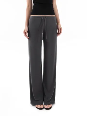Dames Wijde Pijpen Broek Lyocell Spandex Koord Lage Taille Casual Los Recht Lounge Broek Zacht Comfortabel